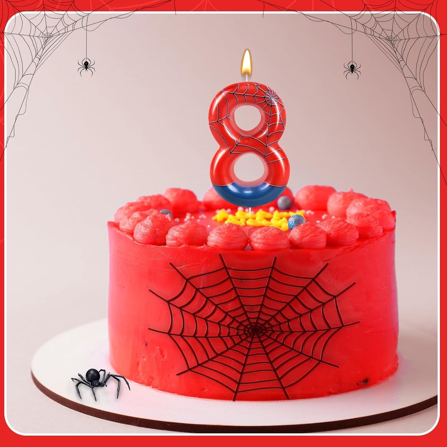 Spider Themed Birthday Candle Number 8 Candle Birthday Cake Candle Party Decoration Cake Topper for Spider Party Decoration Theme Party Supplies (Number 8)