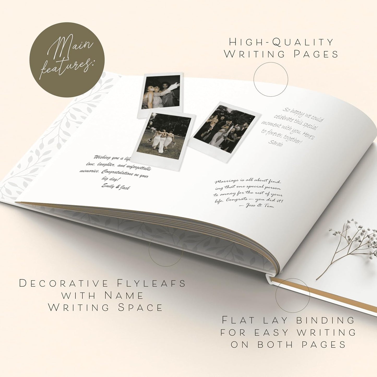 ARTESORI Personalized 2025 Wedding Guest Book for Reception — Guestbook to Sign in, Elegant Baby Shower Guest Book for Party & Birthday — Photo & Polaroid Guest Book for Wedding & Bridal Shower