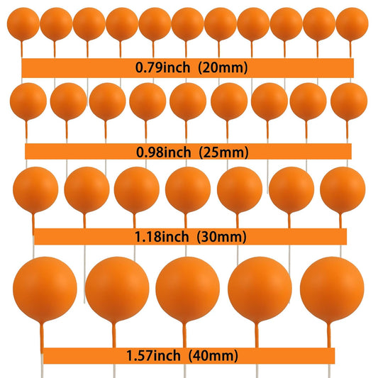 Gyufise 30Pcs Balls Cake Toppers Ball Cake Picks Foam Ball Shaped Cupcake Toppers Mini Balloons Baby Shower Cake Decorations for Wedding Enaggement Bridal Shower Birthday Party Supplies Orange