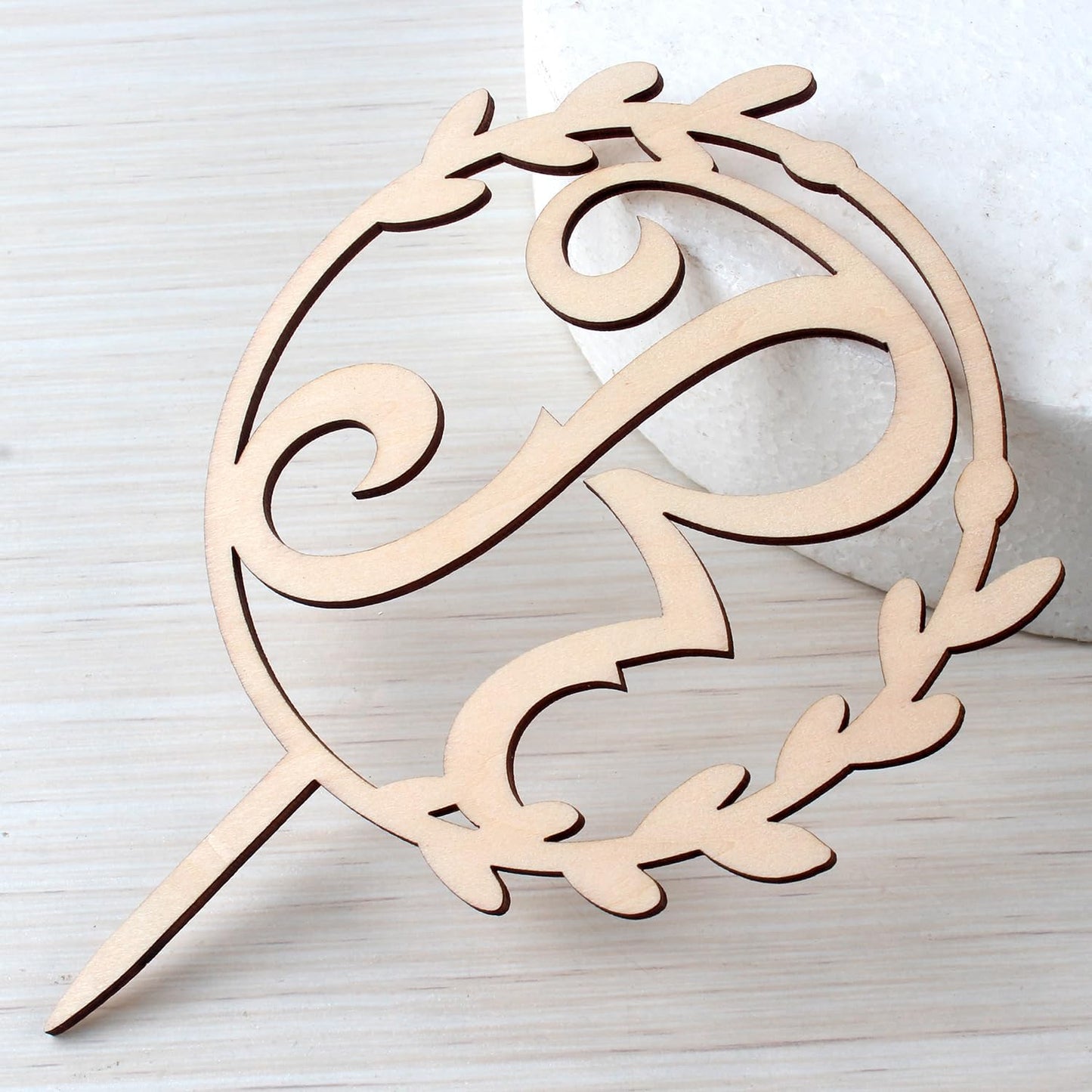 LINGTEER Personalized Inital Letter R Wooden Cake Topper Perfect for Birthday Rustic Wedding Anniversary Party Keepsake Decoration