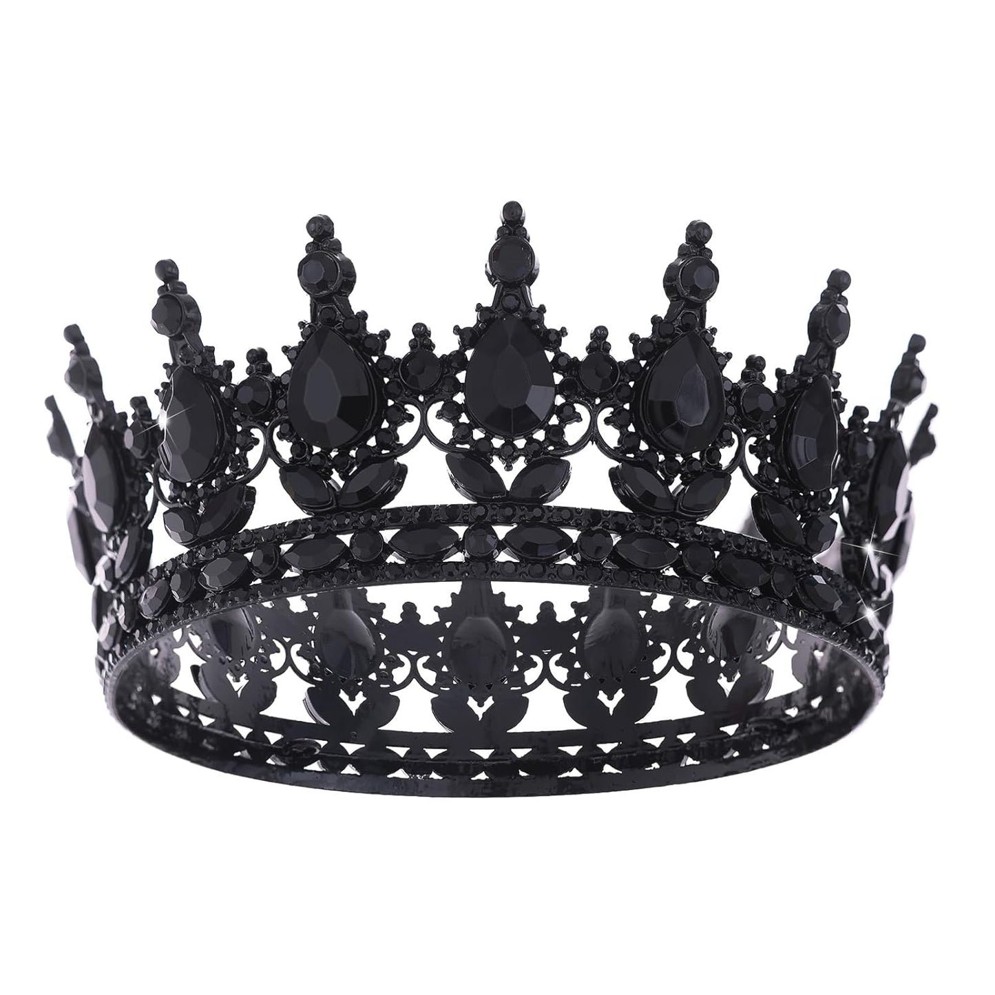 Black Queen Crown for Women Crystal Tiara for Girl Rhinestone Wedding Headband for Bride Hair Accessories for Costume Birthday Party Prom Gifts