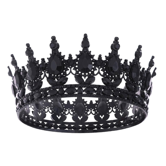 Black Queen Crown for Women Crystal Tiara for Girl Rhinestone Wedding Headband for Bride Hair Accessories for Costume Birthday Party Prom Gifts
