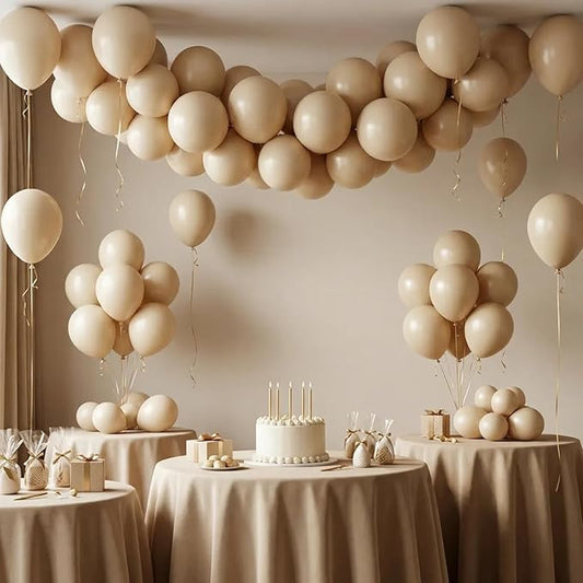 White Sand Balloons Arch Kit,130pcs Cream Balloons Balloon Garland,Different Sizes Beige Latex Balloons for Wedding Baby Shower Birthday Bridal Shower Graduation Engagement Party Decorations