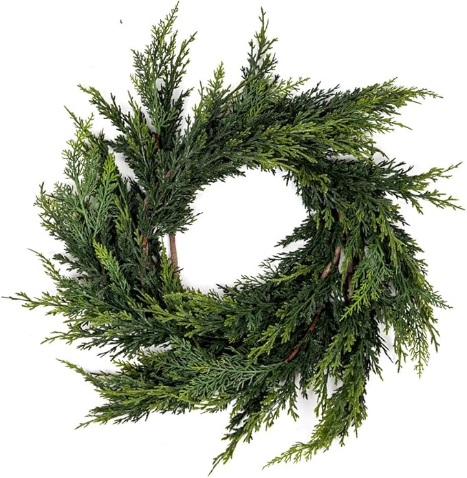Christmas Cedar Garland,1Pcs 6ft Real Touch Cedar Pine Garland for Mantle Fireplace Outdoor Indoor Christmas Decorations
