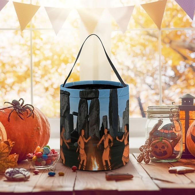 Halloween Candy Bucket - Stonehenge Starry Night Trick Or Treat Candy Bag, Gift Bag for Party Favor Supplies