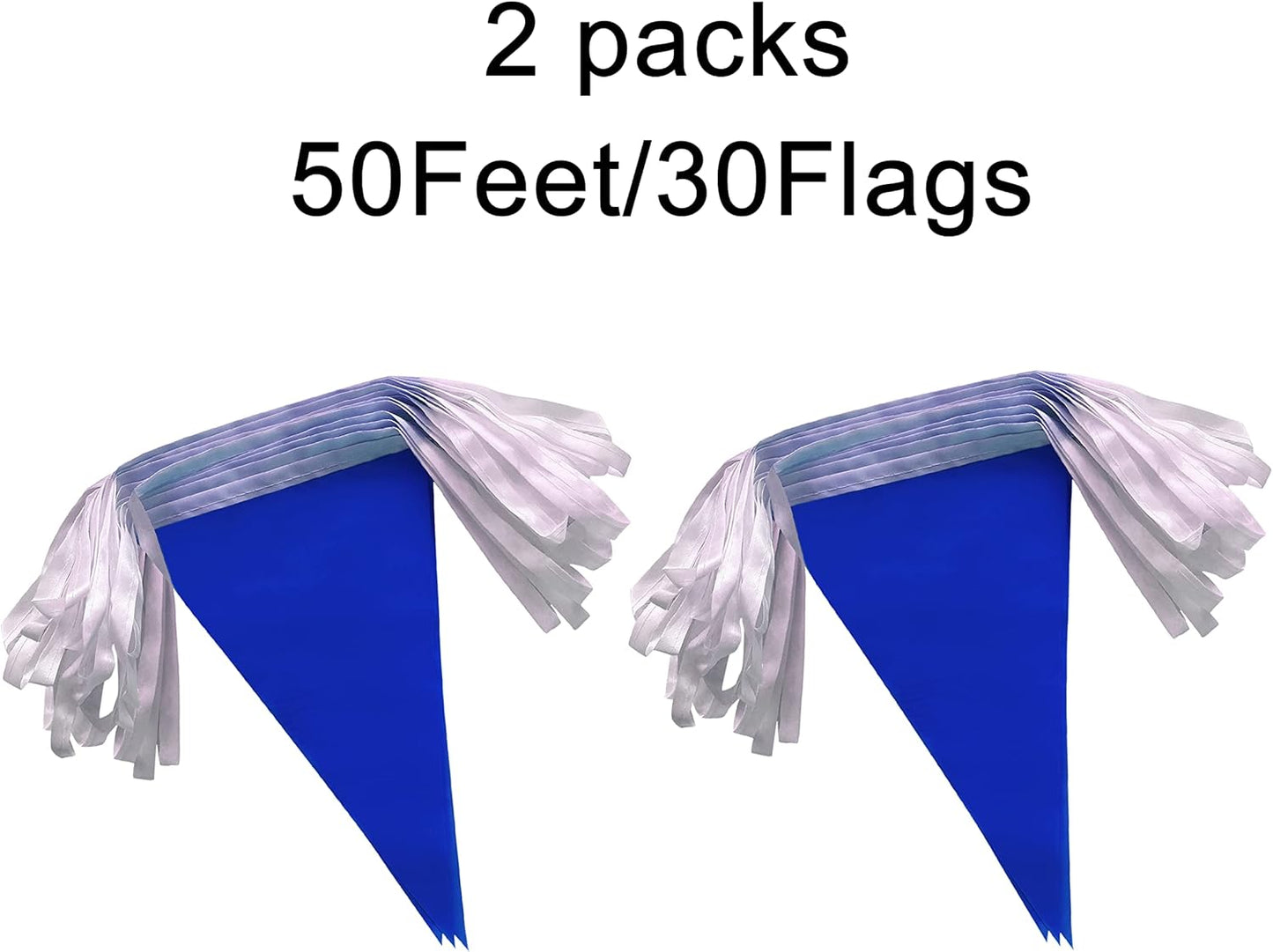 100 Feet Blue Pennant Banners Flags String Hanging Triangle Bunting Flags,Party Decorations for Grand Opening,Kids Birthday,Carnival,60 PCS