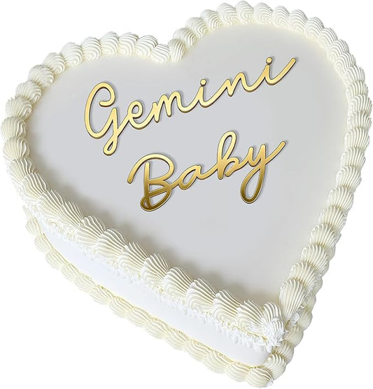 Libra Cake Topper – Zodiac Birthday Decoration for Libra Season, Horoscope Party Supplies for Baby or Adult Birthday (gemini baby golden)