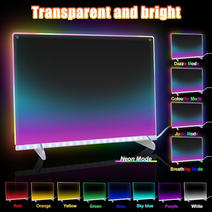 Led Note Board with Colors,16''Drawing Tablet,6 Modes & 8 Colors Light Up Drawing Board,Kids Toy with 13 Light Effects,Birthday Holiday Day Gifts for Girls & Boys Age 3+,7 Markers & Tracing Book