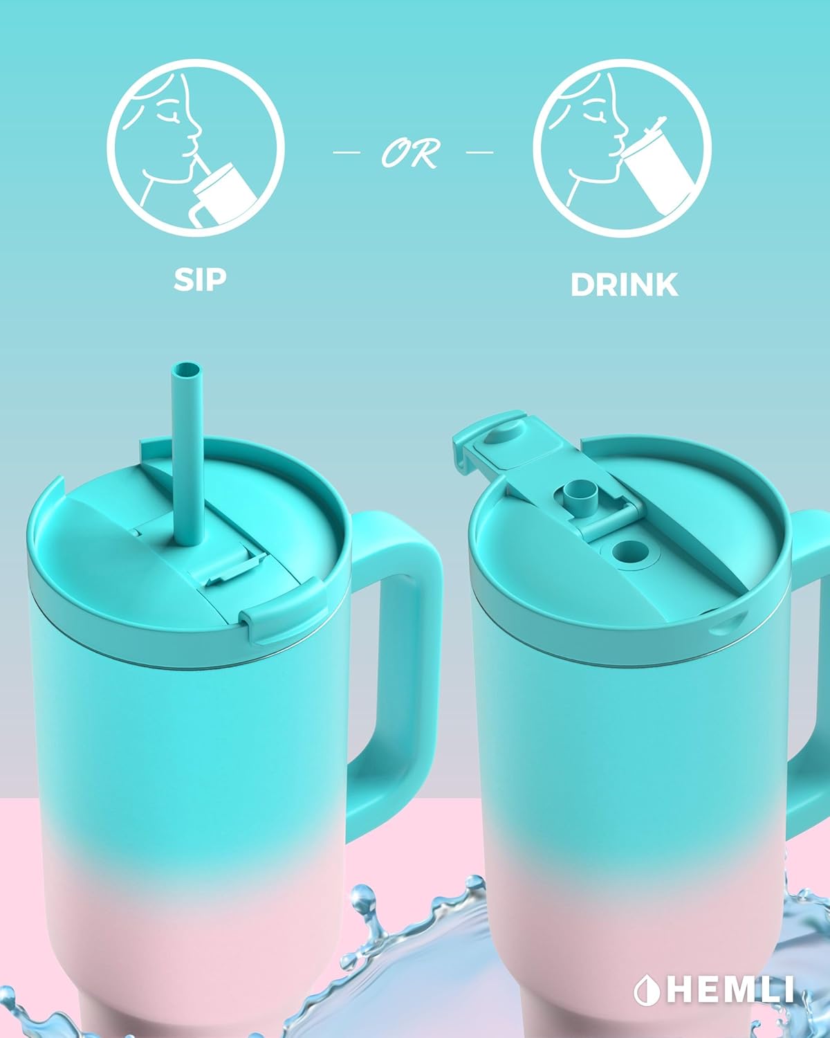 40 Oz Tumbler with Handle and Straw, Insulated Tumbler with Leakproof 2-in-1 Lid and Straw, Reusable and Portable Water and Coffee Stainless Steel Travel Mug, Vacuum Insulated