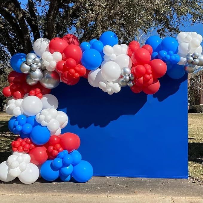 Red White and Blue Balloons Garland Arch Kit, 162pcs Different Sizes with Red White Blue Confetti Balloons for 4th of July Graduation Nautical Birthday Baseball Theme Party Decorations