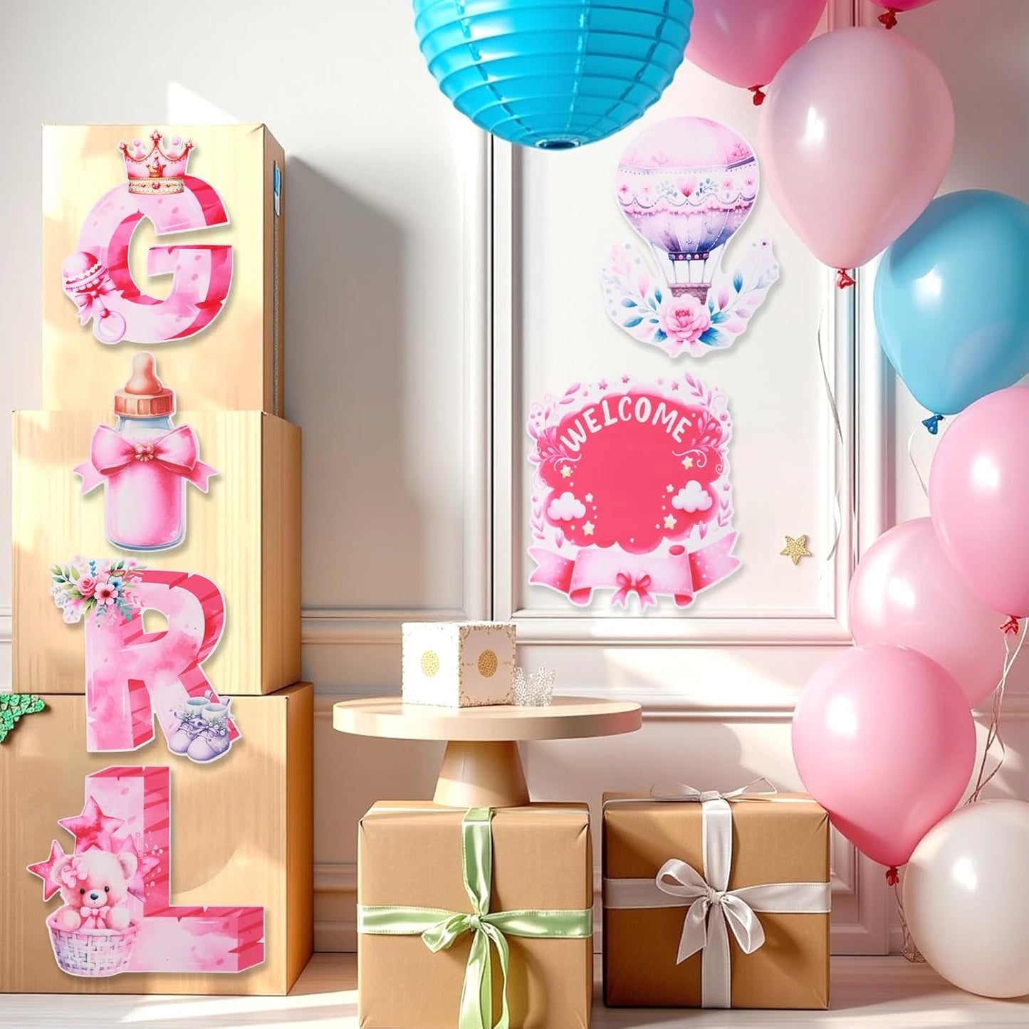 EASY JOY 10PCS Its A Girl Yard Signs with Stakes Pink It's A Girl Baby Shower Yard Sign for Gender Reveal Outdoor Garden Lawn Party