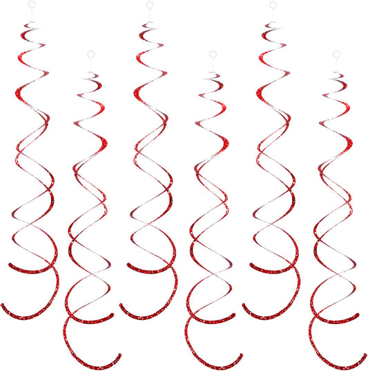 30 Pcs Red Party Hanging Swirl Decorations Plastic Streamer for Ceiling Spiral Decorations Garland for Birthday Wedding Bridal Shower Baby Shower