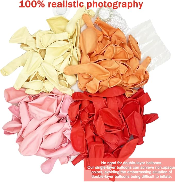 Pink and Coral Red Balloon Garland Arch Kit, Ivory White Maca Orange Latex Balloons Arch Kit for Mother's Day Wedding Engagement Anniversary Birthday Baby Shower Party Decoration Supplies