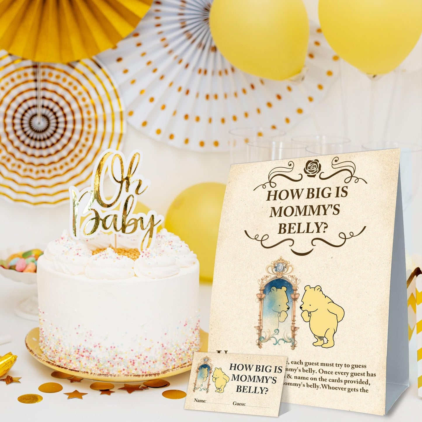 Winnie Baby Shower Decorations-Baby Shower Games-Baby Shwoer Party Decor-Baby Shower Table Sign Centerpieces-Baby Shower Games Pooh Birthday Supplies Party Decorations