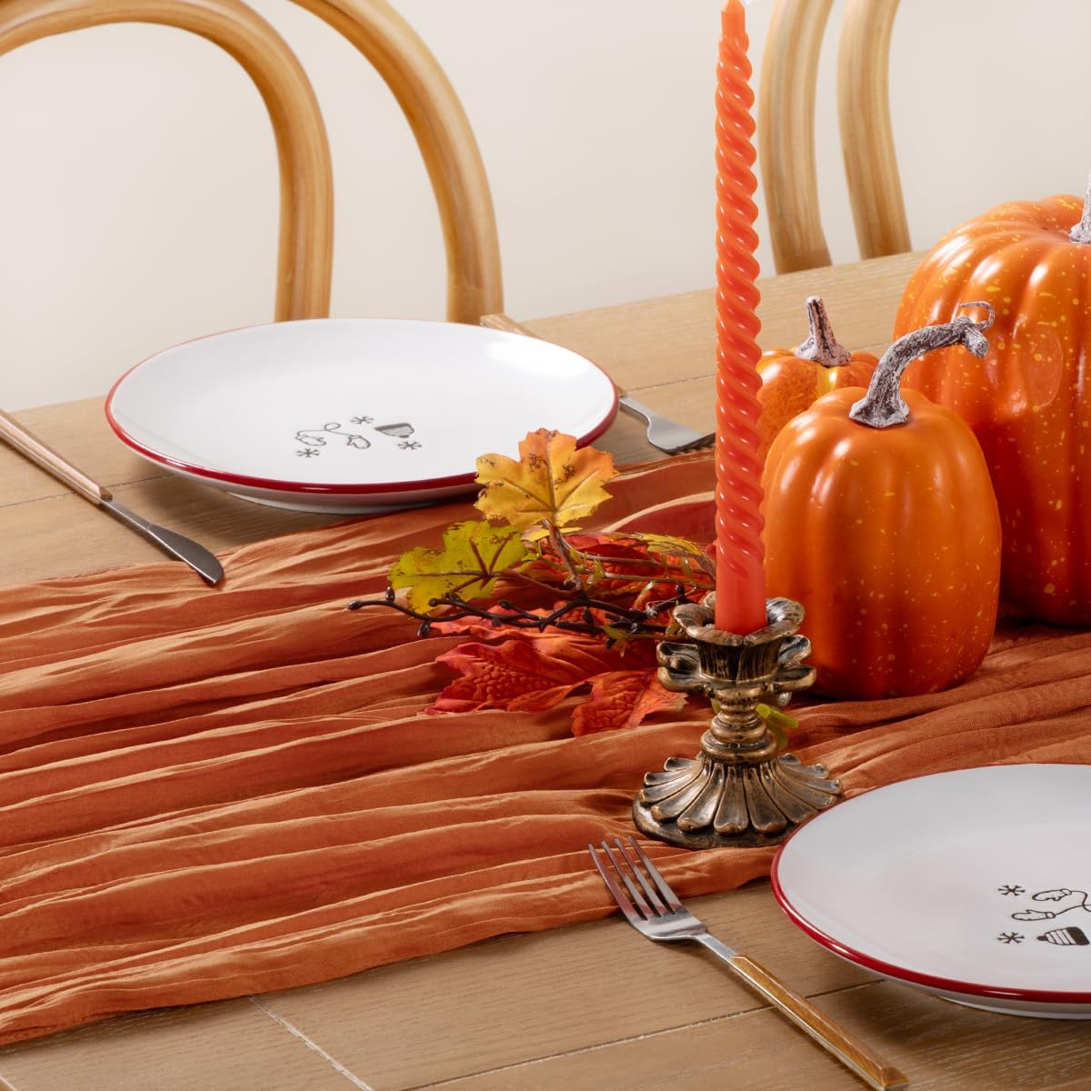 Fall Table Runner Terracotta Cheesecloth Table Runner 10FT Farmhouse Table Runners 120 Inches Table Decor Thanksgiving Dining Room Centerpiece Wedding Boho Baby Shower Birthday