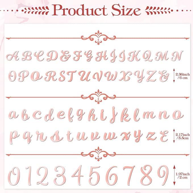 Teenyyou 68 Pcs Acrylic Alphabet Number Cake Topper 0-9 Number and A-z Letters Personalized Cake Picks Decor DIY Name Cupcake Toppers Christmas Wedding Baby Shower Party(Rose Gold)