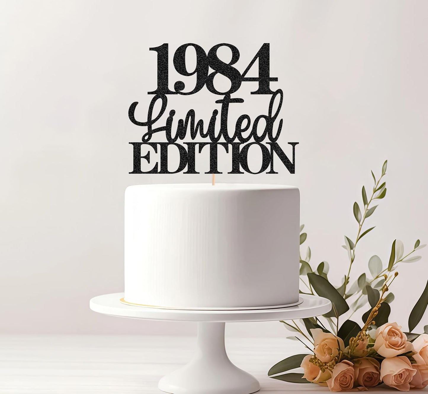 Limited EDITION 1984 Cake Topper - Black Glitter Happy 41st Birthday Party Cake Decoration Supplies, Cheer to 41 Years Cake Bunting Decor for 41st Birthday Party Photo Booth Props