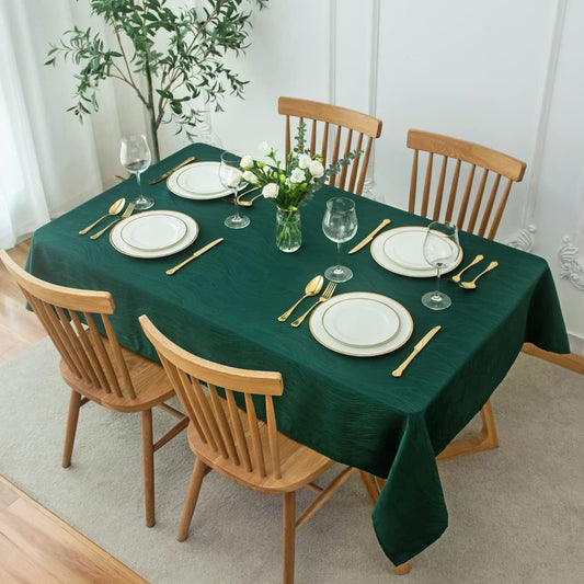 maxmill Jacquard Table Cloth Swirl Pattern Spillproof Wrinkle Resistant Water Proof Heavy Weight Soft Tablecloth for Kitchen Dinning Tabletop, Christmas Parties, Rectangle 60 x 140 Inch, Hunter Green