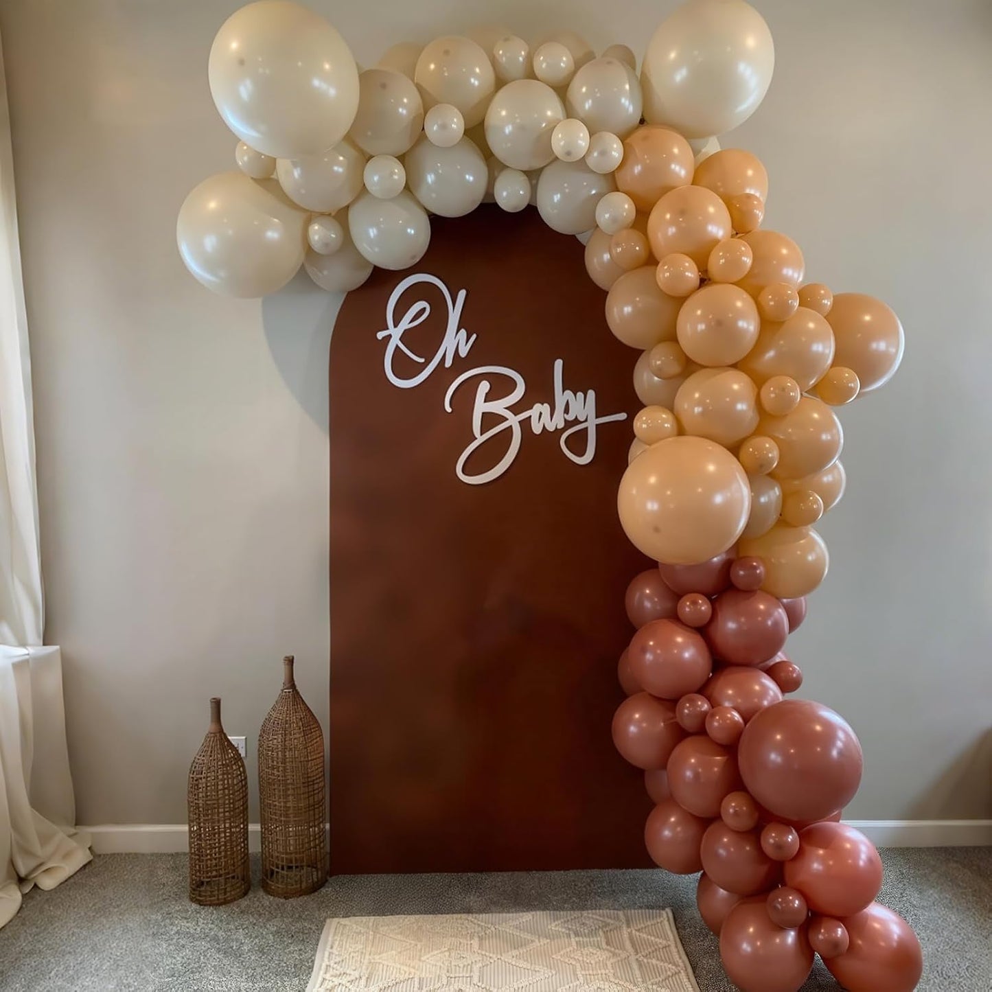 Brown Balloons Garland Arch Kit, Retro Brown Nude Balloons Arch, Tan Ivory Balloon, Burnt Orange White Sand Balloon for Thanksgiving Fall Autumn Pumpkin Neutral Baby Shower Birthday Party Decorations
