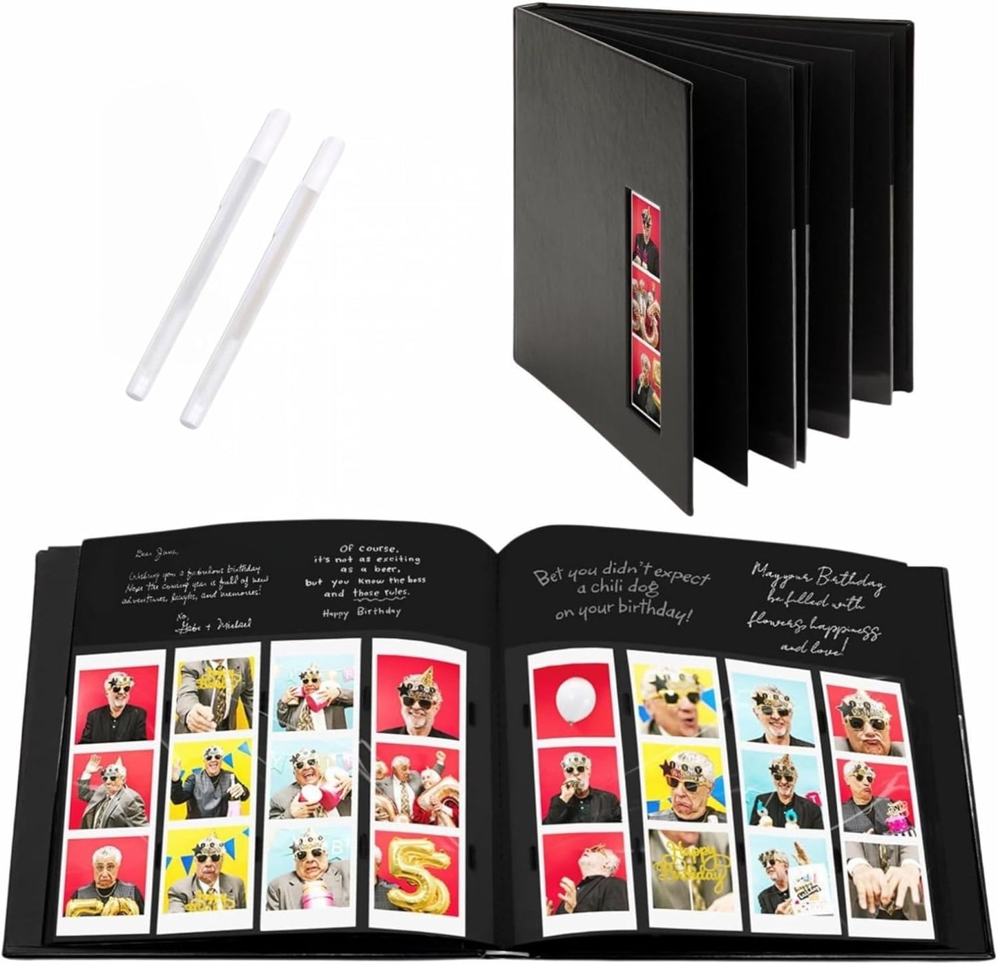 PBF (10 Pack) Photo Booth Album, Guest Book with 2x6 Clear Picture Inserts, Black Cover with Plastic Sleeves & Black Pages, Scrapbook Album for Photo Strips, Memory Book, Wedding, and Baby Showers