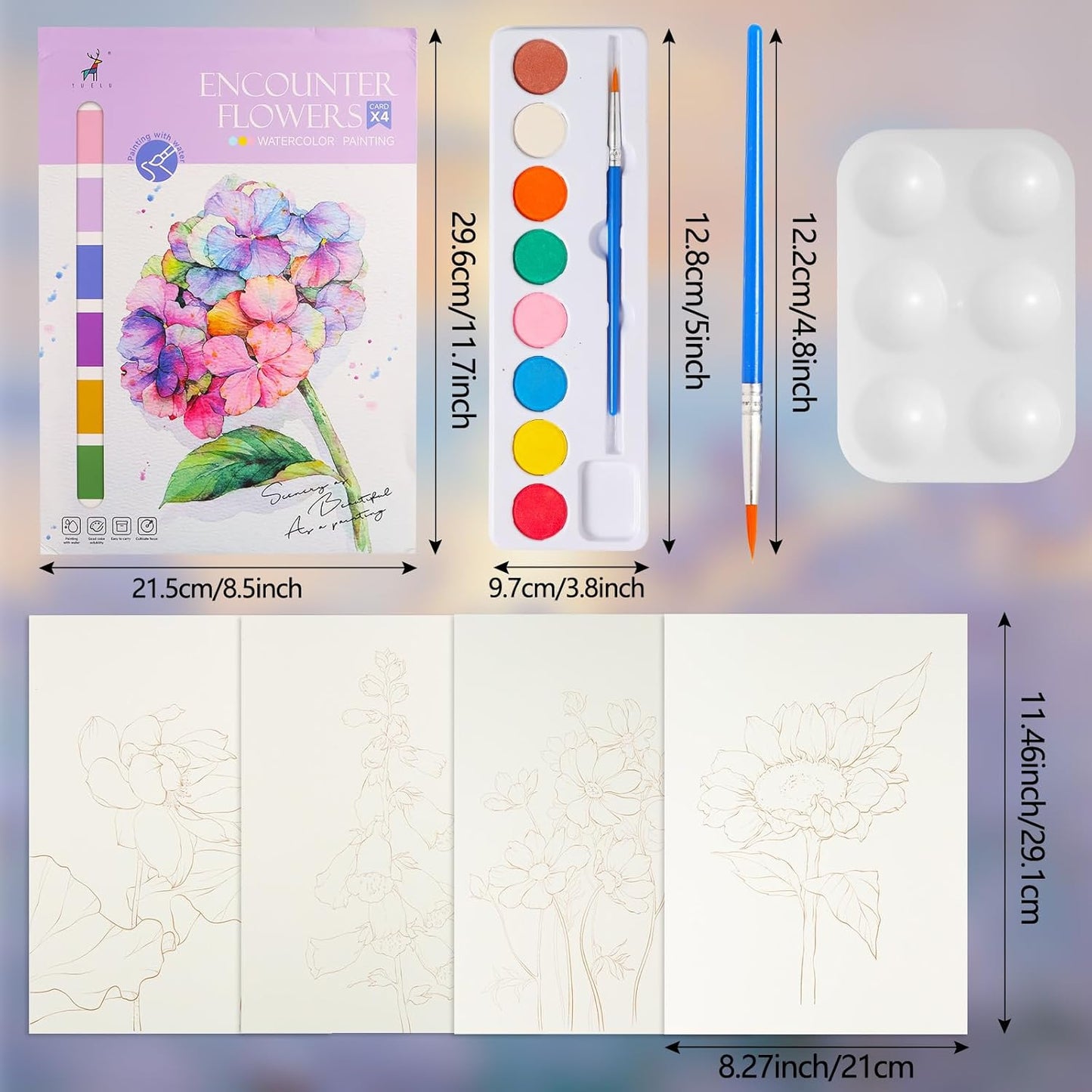 3 Pack Flowers Watercolor Coloring Books for Adult Teenager Watercolor Paint Book Water Color Paint Sets for Kids Coloring Books for Women Water Colors Paint Kids Pocket Hand Book Stocking Goodie Bag