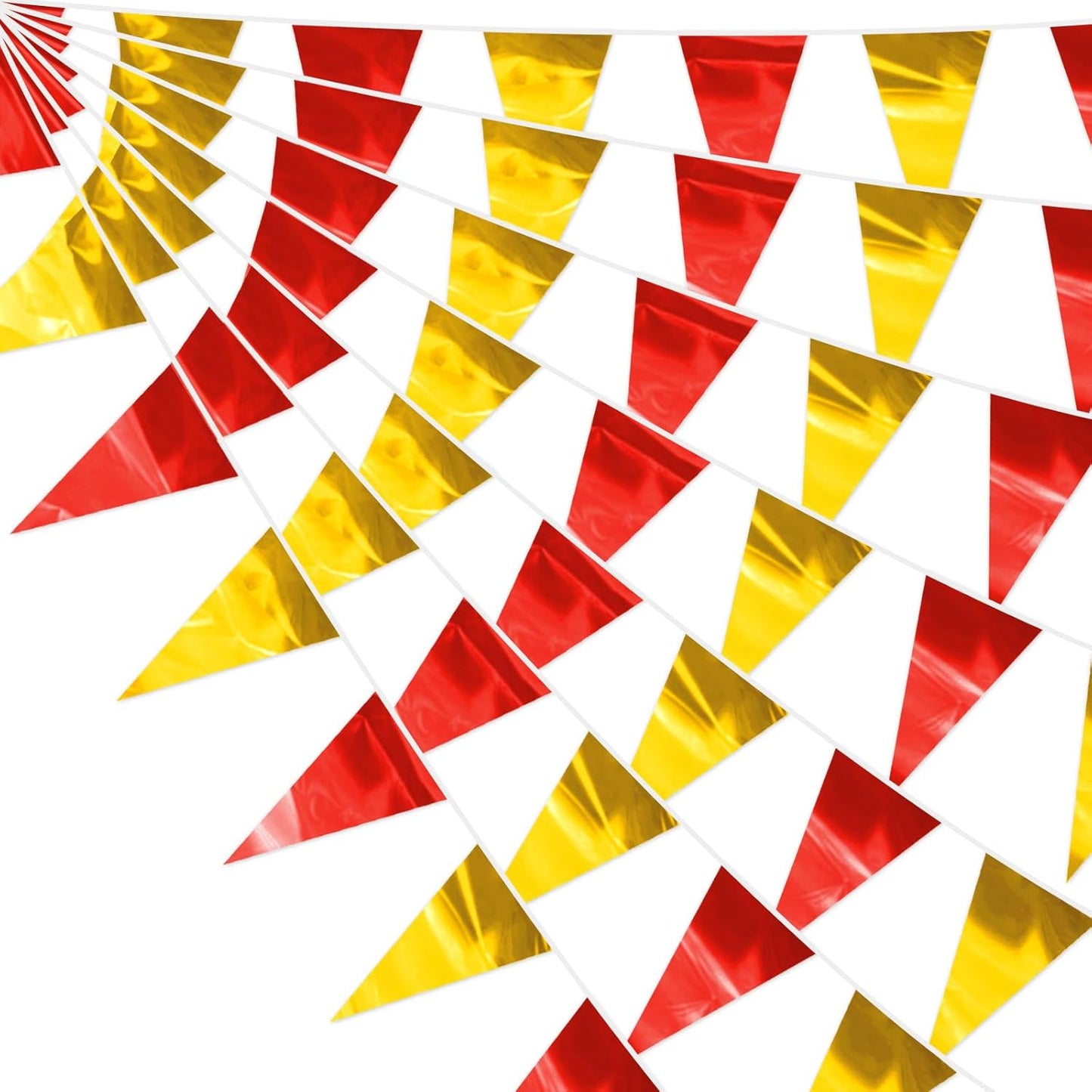 32.8FT Red Gold Glitter Triangle Pennant Banner Flag Metallic Bunting Fabric Garland for Christmas Graduation Anniversary Birthday Engagement Wedding Anniversary Casino Party Decorations Decor