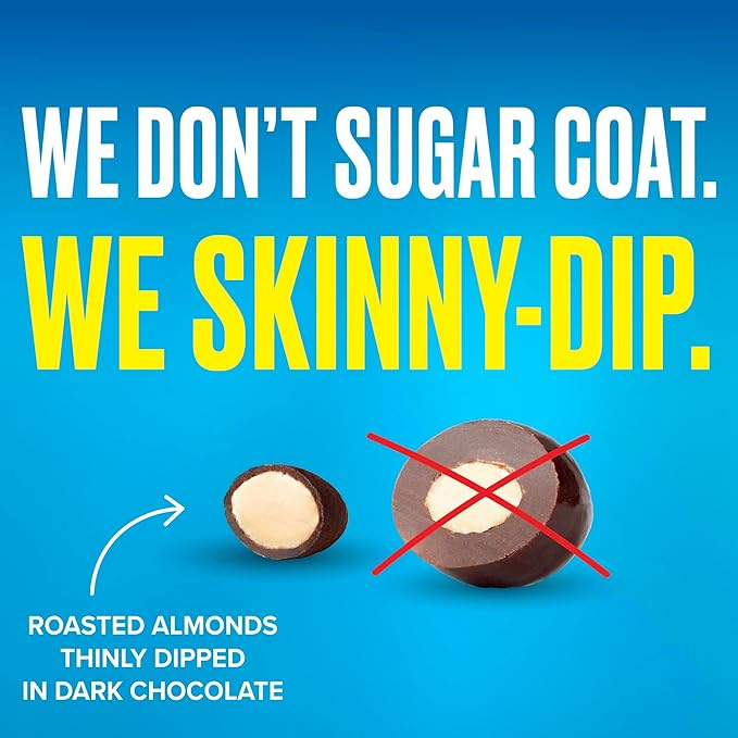 SkinnyDipped Dark Chocolate Cocoa Almonds, 1lb Bag, Healthy Snack, Plant Protein, Gluten Free, Pack of 1