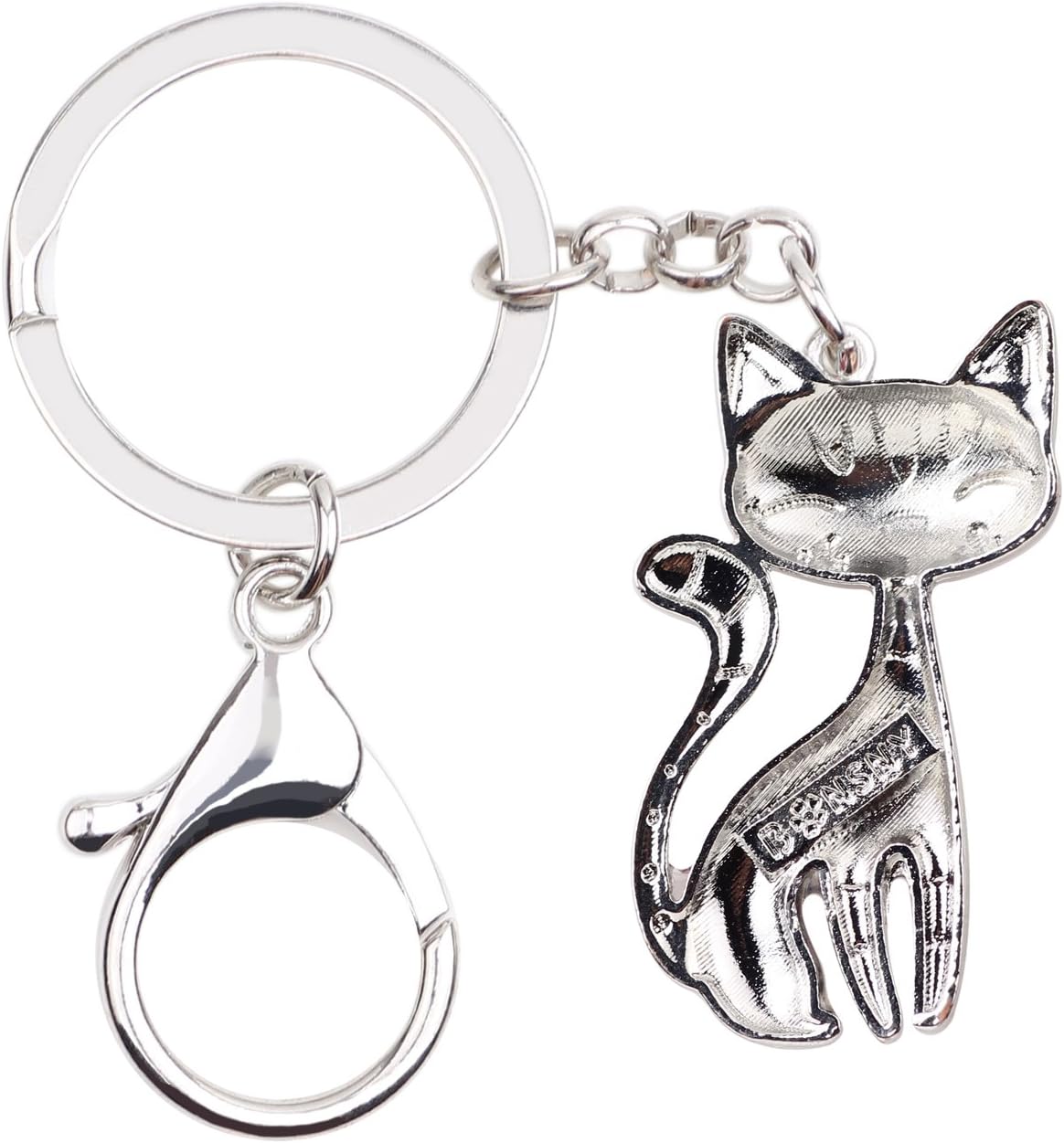 BONSNY Enamel Alloy Chain Cat Key Chains For Women Car Purse Handbag Charms keychains Gifts