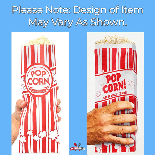 Leak-proof, Grease Resistant Popcorn Bags 200 Pack. Tear Resistant, Single Serving 2oz Paper Sleeves in Nostalgic Red/White Design. Great Movie Theme Party Supplies, Retro Carnivals & Fundraisers