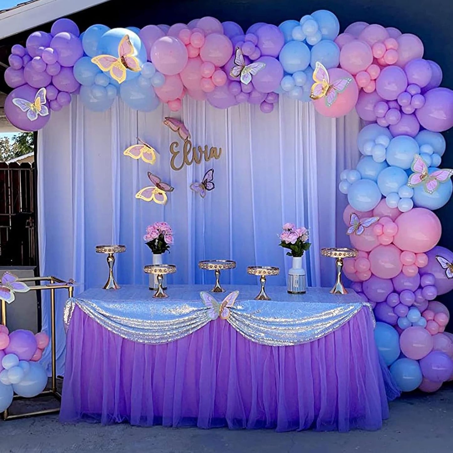 Suppromo Purple Tulle Table Skirt Tutu Table Cloth for Rectangle Tables or Round Tables for Baby Shower Girl Mermaid Birthday Party Wedding Cake Dessert Home Decoration(L14(ft) H 30in, Purple)