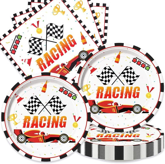 40pcs Race Car Plates and Napkins, Race Car Birthday Party Decorations for Race Car Theme Birthday party supplies