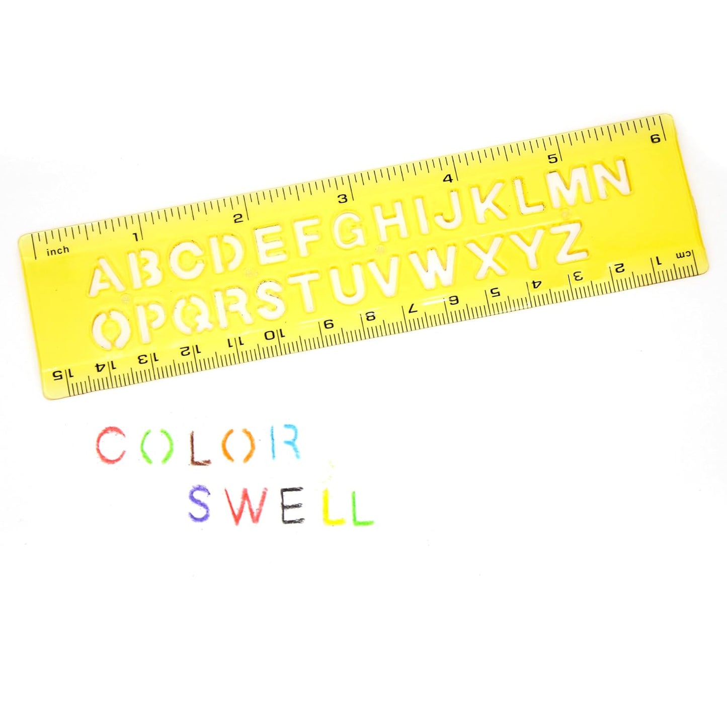 Color Swell Stencil Ruler 4 Pack - Fun Template Stencil Plastic Measuring Rulers - School Rulers for Drawing and School Supplies
