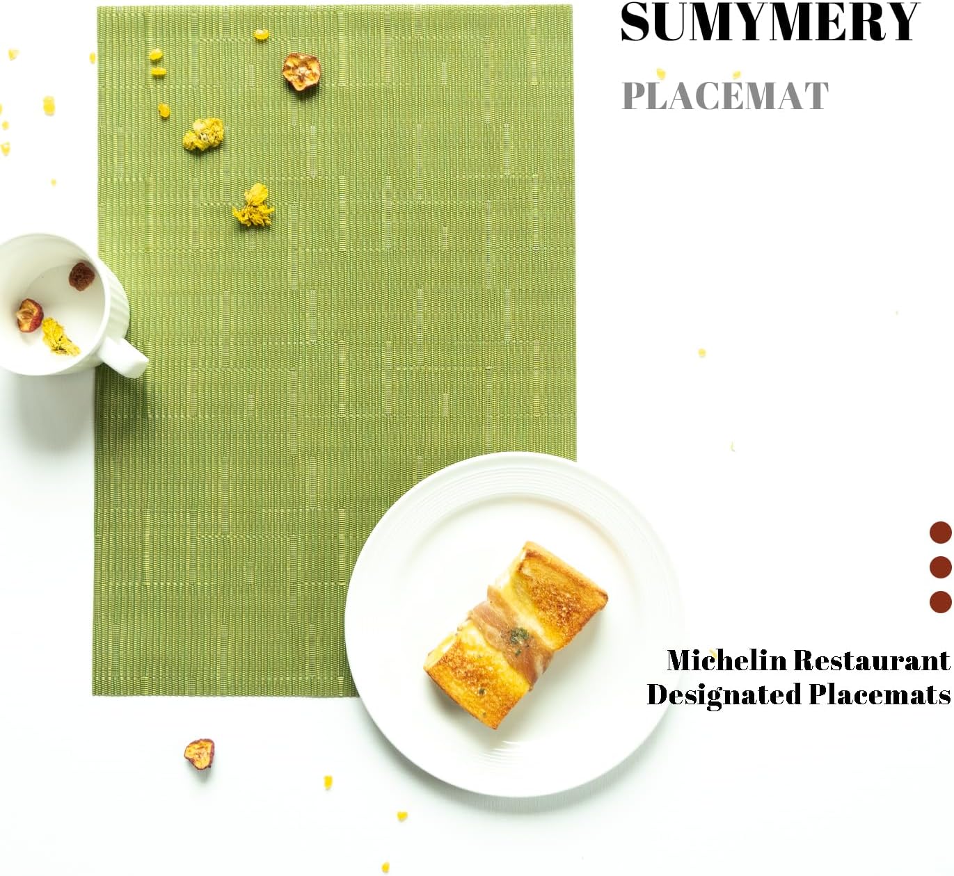 Placemats Set of 12 Vinyl/Plastic Woven Place Mats for Kitchen Table Indoor/Outdoor Washable Placemat Wipeable Dining Table Mats (Oliver Green,12)