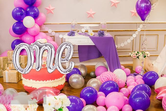 Silver One Balloons for 1St Birthday, 1 Year Old Balloon Birthday Decorations for Boys Girls, Giant Birthday Number One Balloons