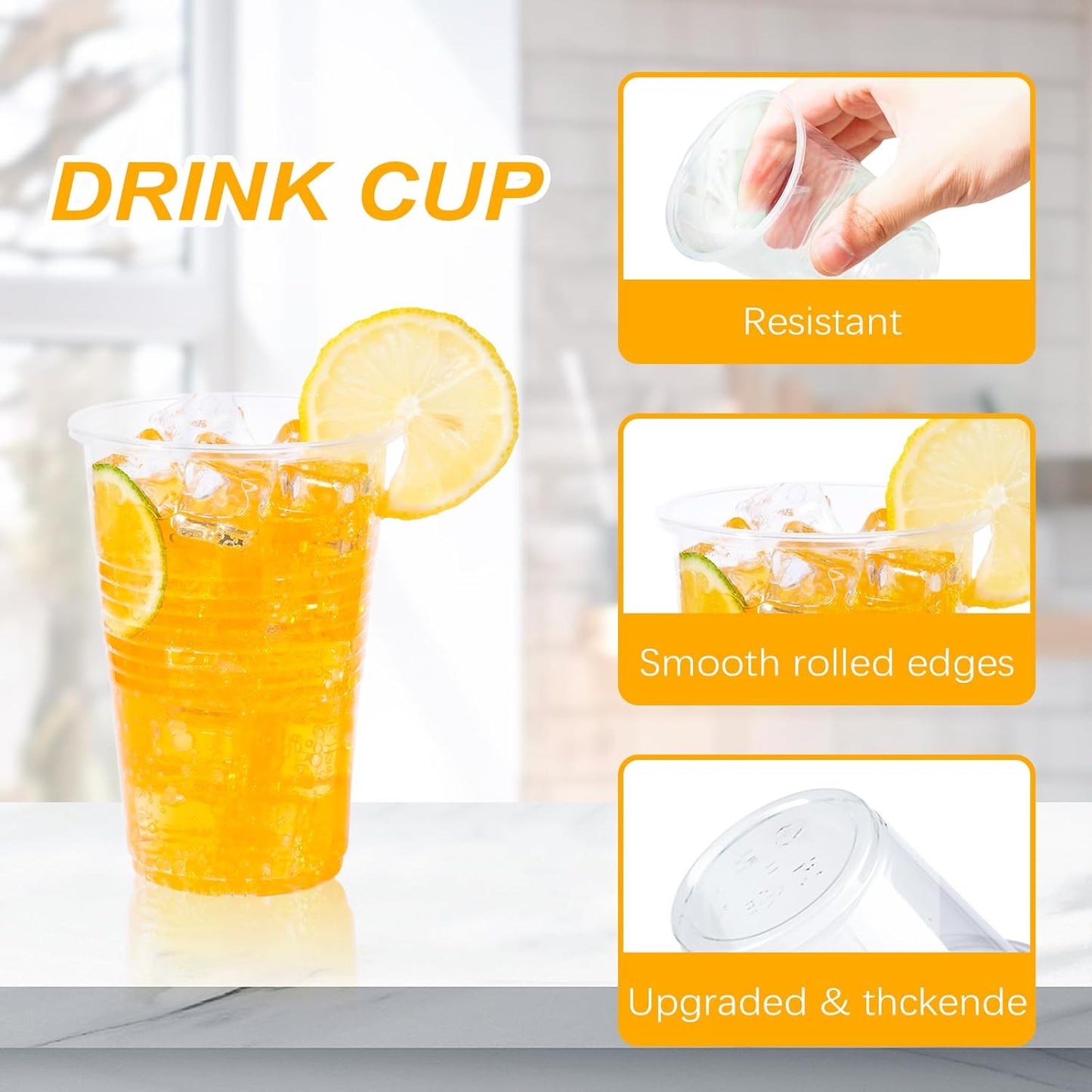 12 oz Clear Plastic Cups, 300 Count Bulk, PP Clear Plastic Cups for Party with Higher Heat Resistance, Suit for Hot Beverages, Soda, Juice (12oz 300count)