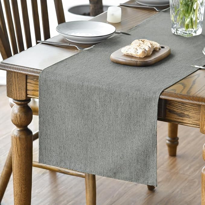Artoid Mode Light Grey Table Runner, Seasonal Washable Kitchen Dining Table Decoration for Home Party Decor 13x120 Inch