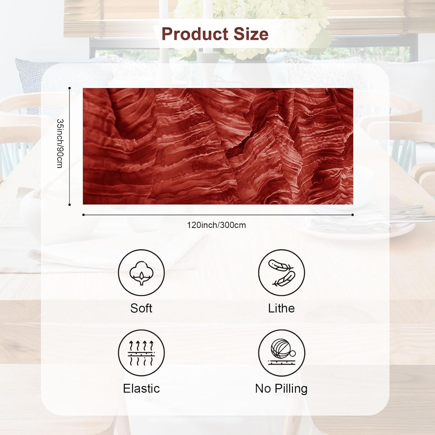 10 Pack Terracotta Cheesecloth Table Runner 35x120 Inch 10Ft Rustic Gauze Cheese Cloth Thanksgiving Table Runner Sheer Cheesecloth Table Runners for Wedding Party Bridal Shower Decoration