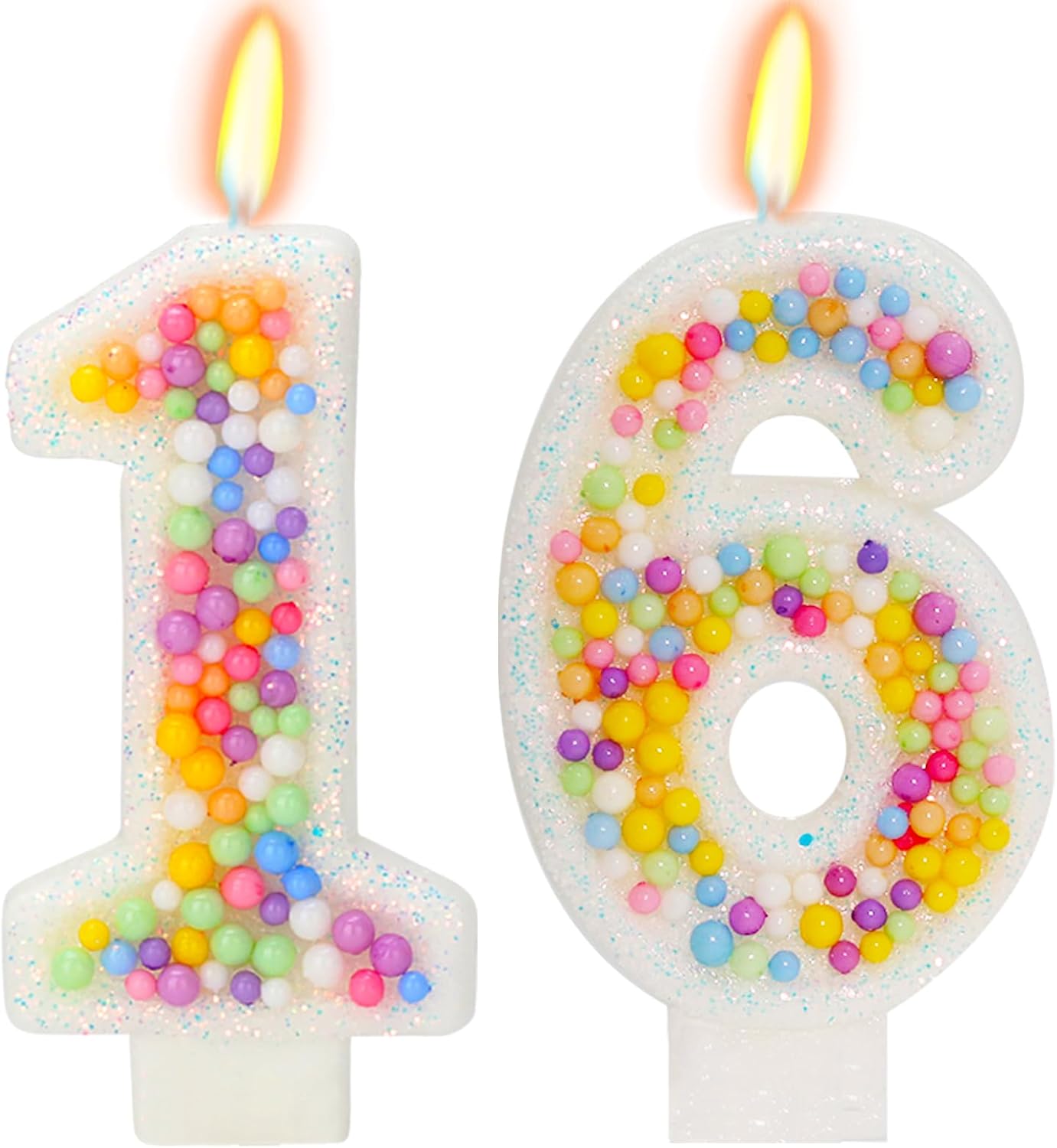 16th Birthday Candle for Cake, Colorful Macaron Numeral Candles for Boys/Girls, Theme Birthday Party Cake Decorations, Cake Topper for Birthday Party Supplies (Number 16)