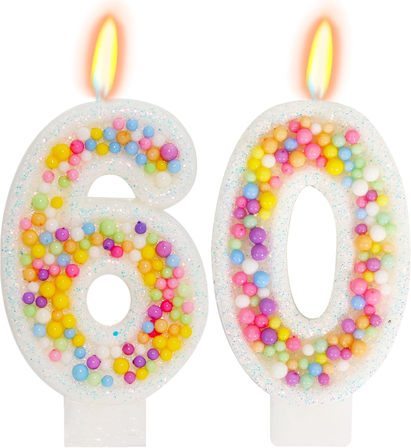 60th Birthday Candle for Cake, Colorful Macaron Numeral Candles for Women/Girl, Theme Birthday Party Cake Decorations, Cake Topper for Birthday Party Supplies (Number 60)