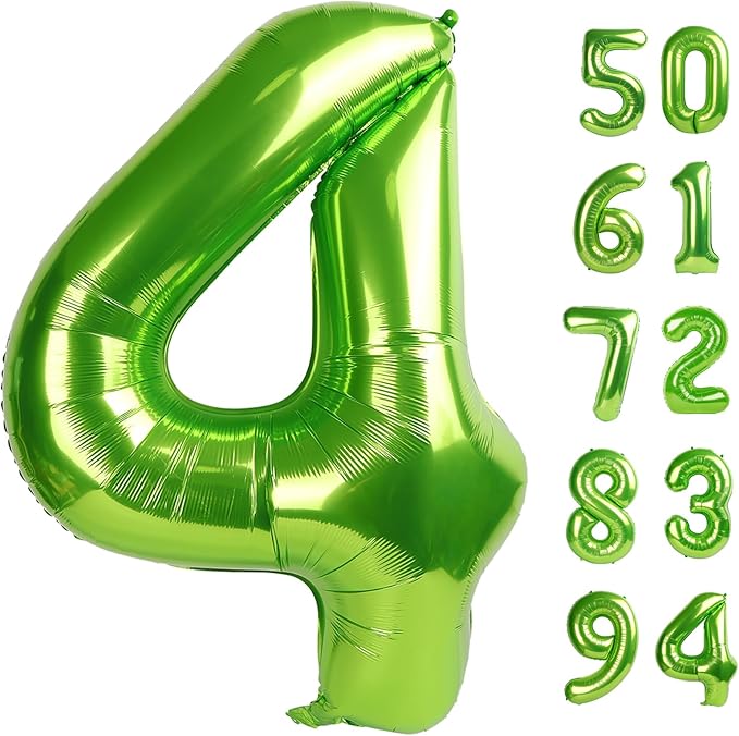 Light Green 4 Balloon, Number Balloons 40 Inch, 4th Birthday Decorations for Girls Four Large Numbers for Party Decor, Number 4 Balloon