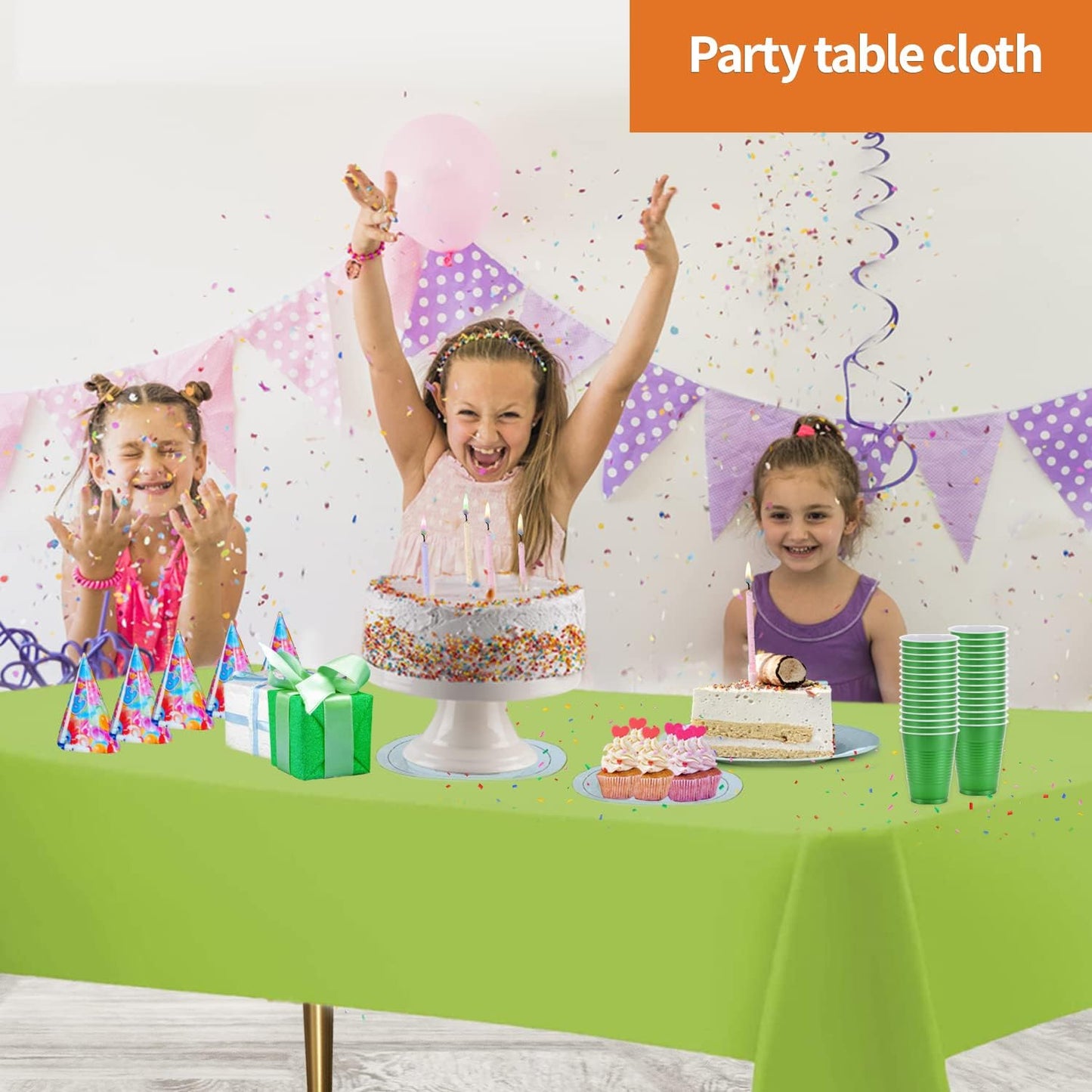 Lime Green Disposable Plastic Tablecloth for Rectangle Tables (12 Pack) Premium Decorative Table Covers, for Parties, Events and Weddings, Indoors & Outdoors, 54 x 108 inch, Rectangle, Lime Green