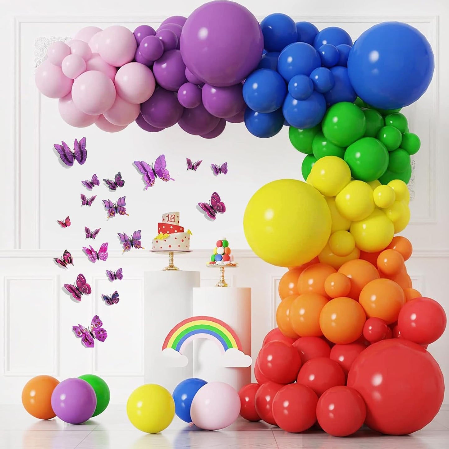 SAOROPEB 3D Butterfly Wall Decor, 24 Pcs Double Layer Butterfly Decorations for Party Decorations Locker Decor Refrigerator Decal, Reusable (Purple)