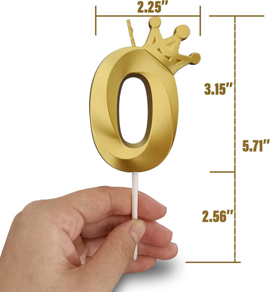 The Number 0 Gold Birthday Candles for Cake is Beautiful Number Candles for Birthday Decorations for Boys and Girls (Gold,0)