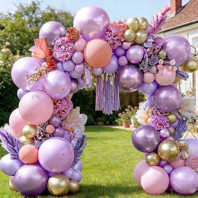 Purple Pink Balloon Arch Lavender Lilac Balloons Double Stuffed Pearl Pink Purple Balloon Garland Kit for Baby Shower Birthday Bridal Wedding Spring Party Decorations