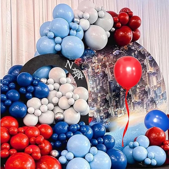 MEBAY Blue Red White Balloons Arch Garland Kit, 147 Pcs Royal Blue Red White Confetti Blue Red Balloon for Graduation Birthday Party Baby Shower Wedding Decorations