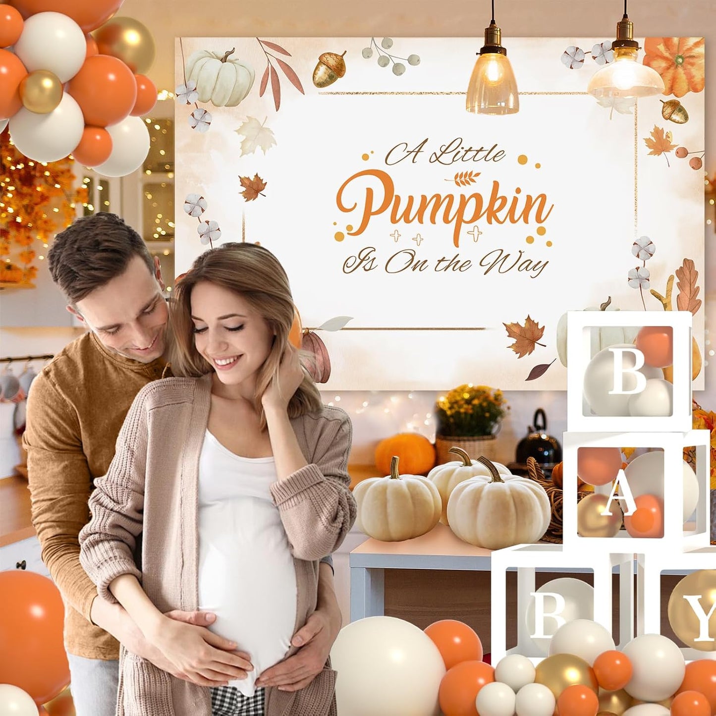 Baby Shower Balloons - Autumn Baby Showers Decor ， Baby Showers Decorations ， Baby Shower Decors ， Carry a Background Cloth And 4 Baby Balloon Boxes