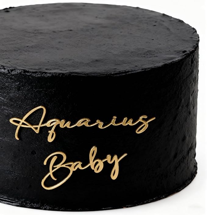 Gold Cake Topper with Aries Zodiac Sign,Acrylic Baby Text Decoration Aries Season/12 Zodiac Constellation Theme Birthday Zodiac Cake Decor,March/April Birthday Cake Decorations for Girl/Boy