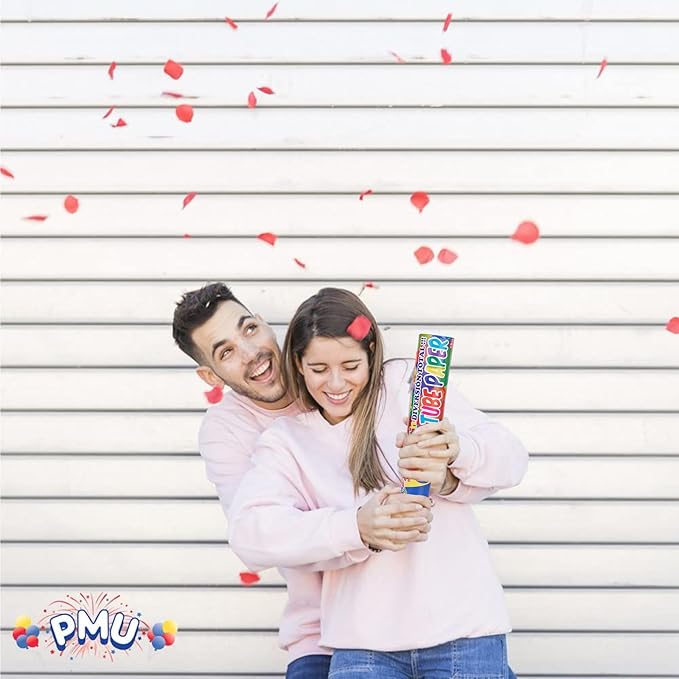 PMU Cannons Party Poppers - Confetti Blaster for Drive-by Birthdays-Celebrations, Graduation, Wedding, Christmas, New Year’s Eve - Party Poppers Confetti Shooters - 12 inch, Pkg/1