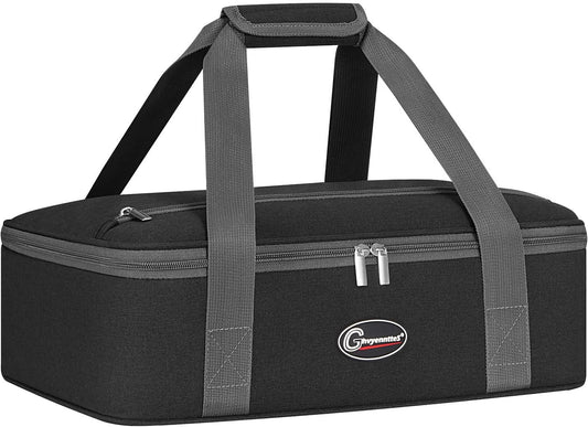 GhvyenntteS Insulated Casserole Carrier for Hot or Cold Food, Collapsible Insulated Food Carrier Lasagna Lugger Tote for Potluck Parties/Picnic/Travel, Fits 9"x13" Baking Dish, Black