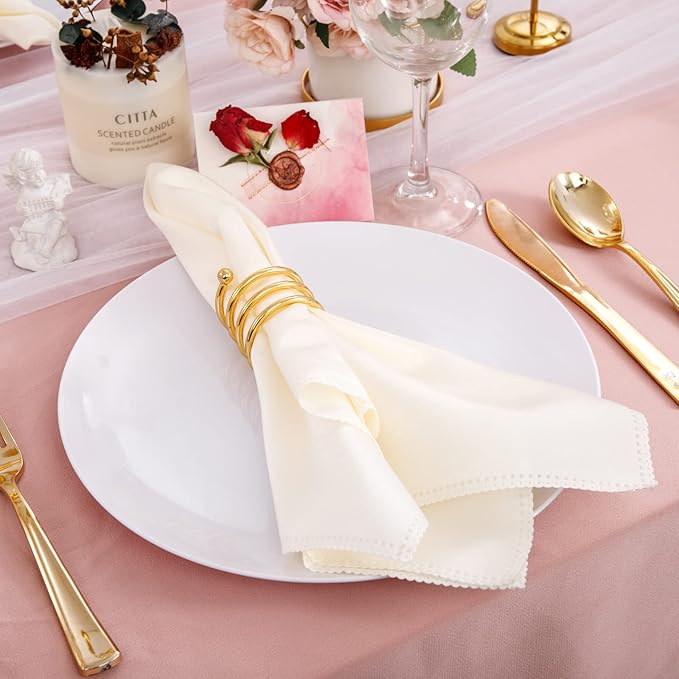 Hioasis 100pcs White Plastic Plates - 10.25 inch White Disposable Dinner Plates,Plastic Dinner Plates,Classy and Elegant Perfect for Wedding & Party